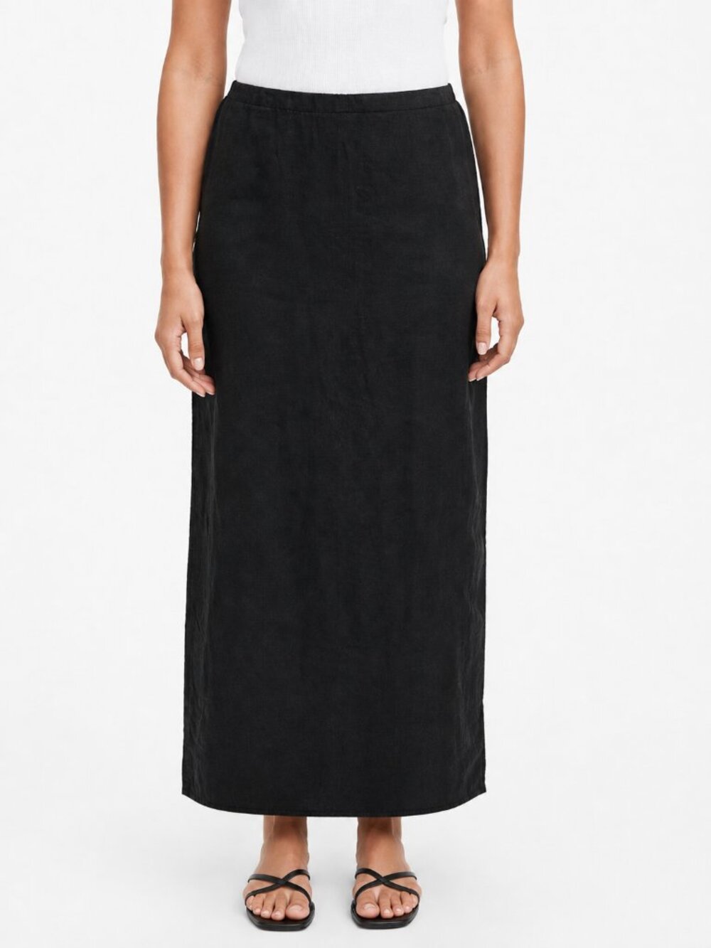 NWT Old Navy Black Linen-Blend Column Maxi Skirt | Medium